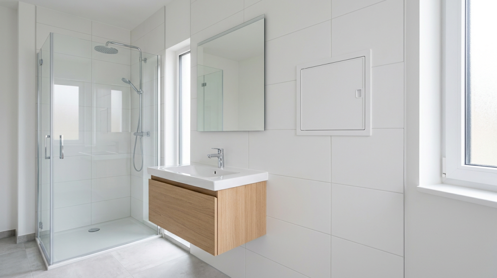 trappe de visite PVC blanc salle de bain humidité
