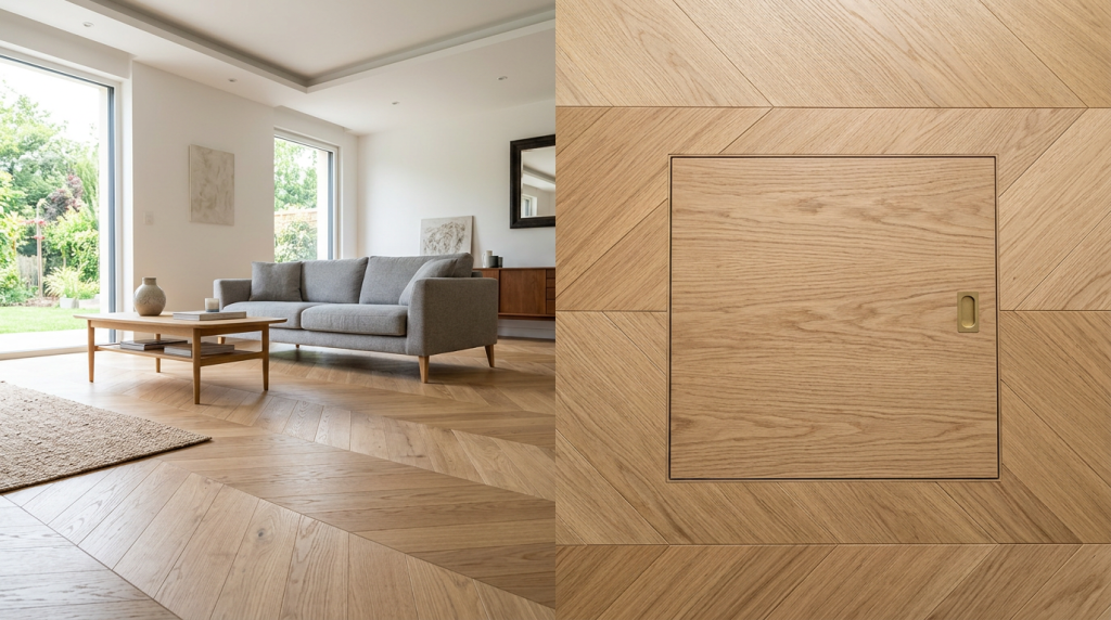 trappe de visite bois parquet salon invisible